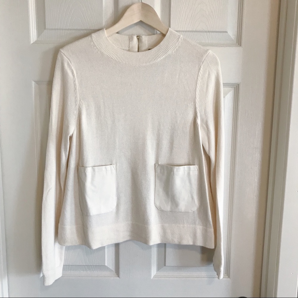 Banana Republic leather sweater cream size medium - Picture 1 of 10
